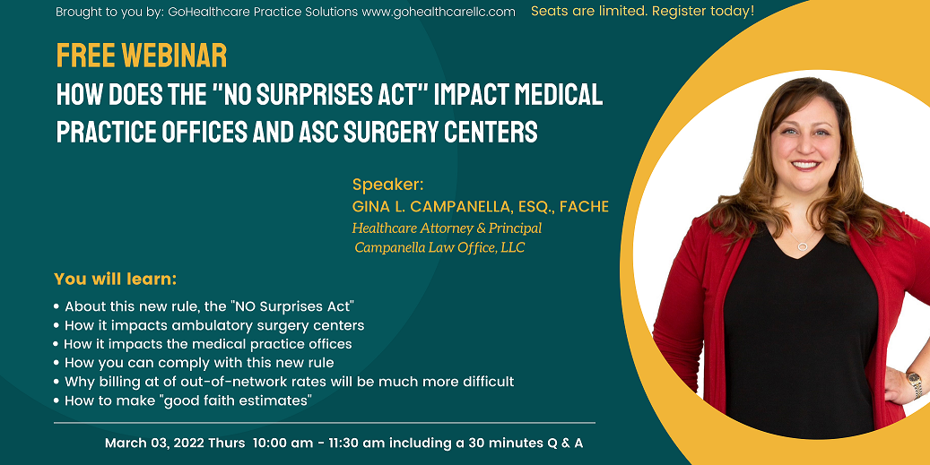FREE WEBINAR: NO SURPRISES ACT FOR PROVIDERS AND SURGERY CENTERS